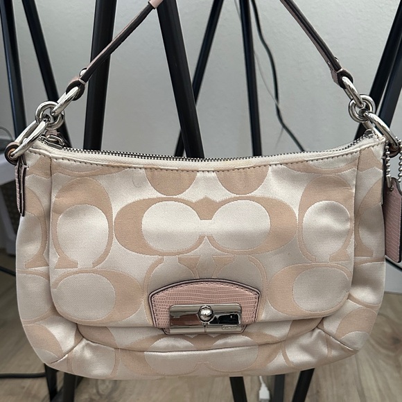 Coach Handbags - Coach Cream and Pink crossbody Bag